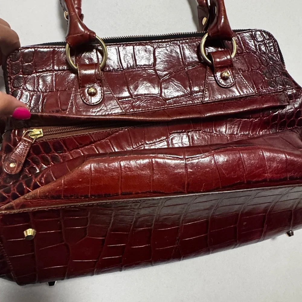 Modalu ‘Pippa’ Original Size Handbag in Reddish Brown Croc